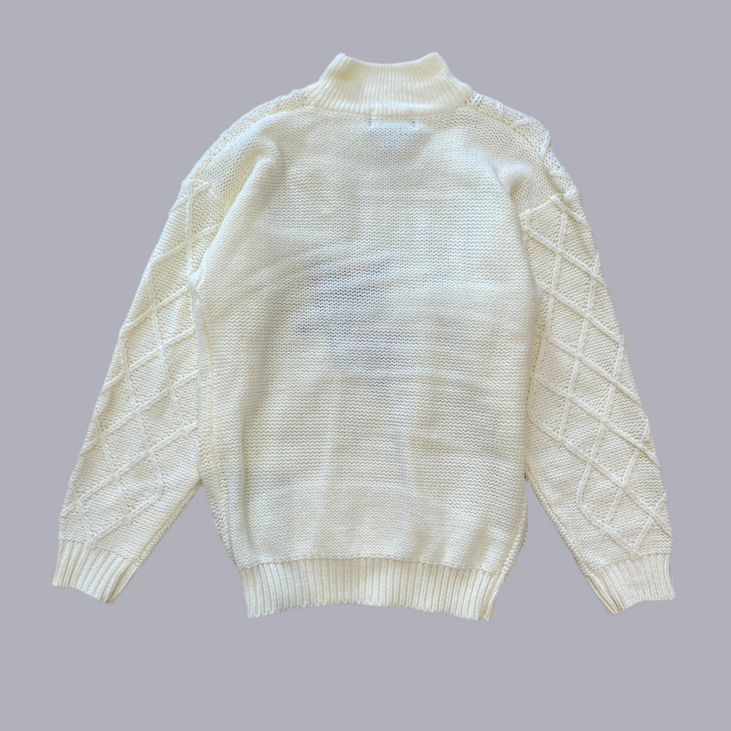 Cream Knit Rose Sweater (M)