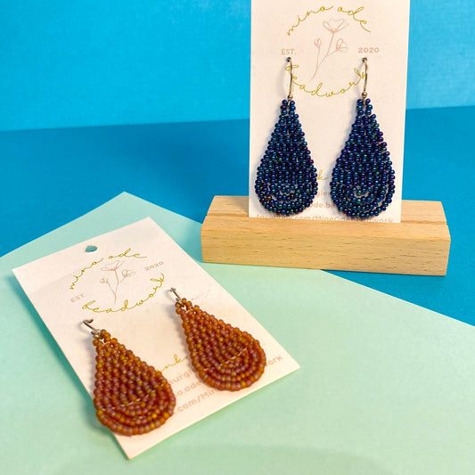 Japanese Glass Teardrop  Beaded Earrings