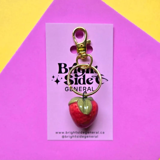 Bright Side General Ceramic Bag Charm - Strawberry