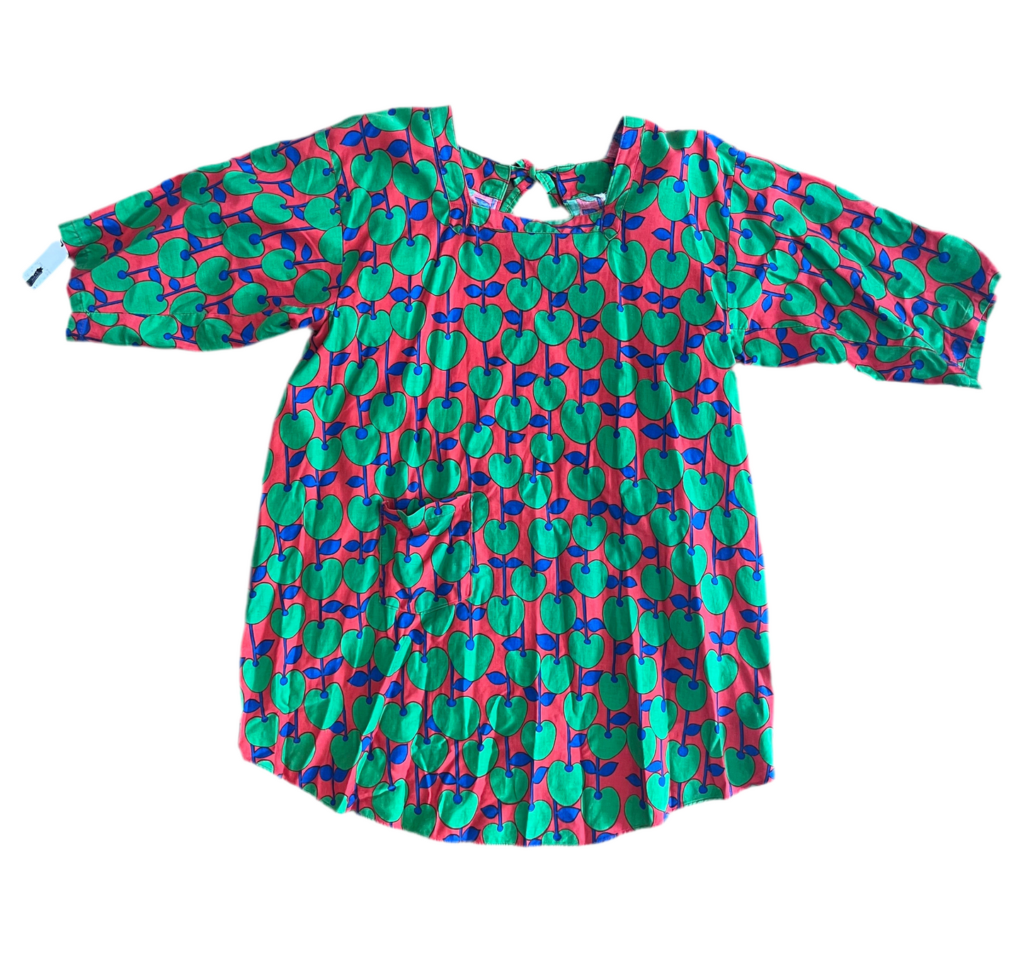 Apple print blouse with tie up back