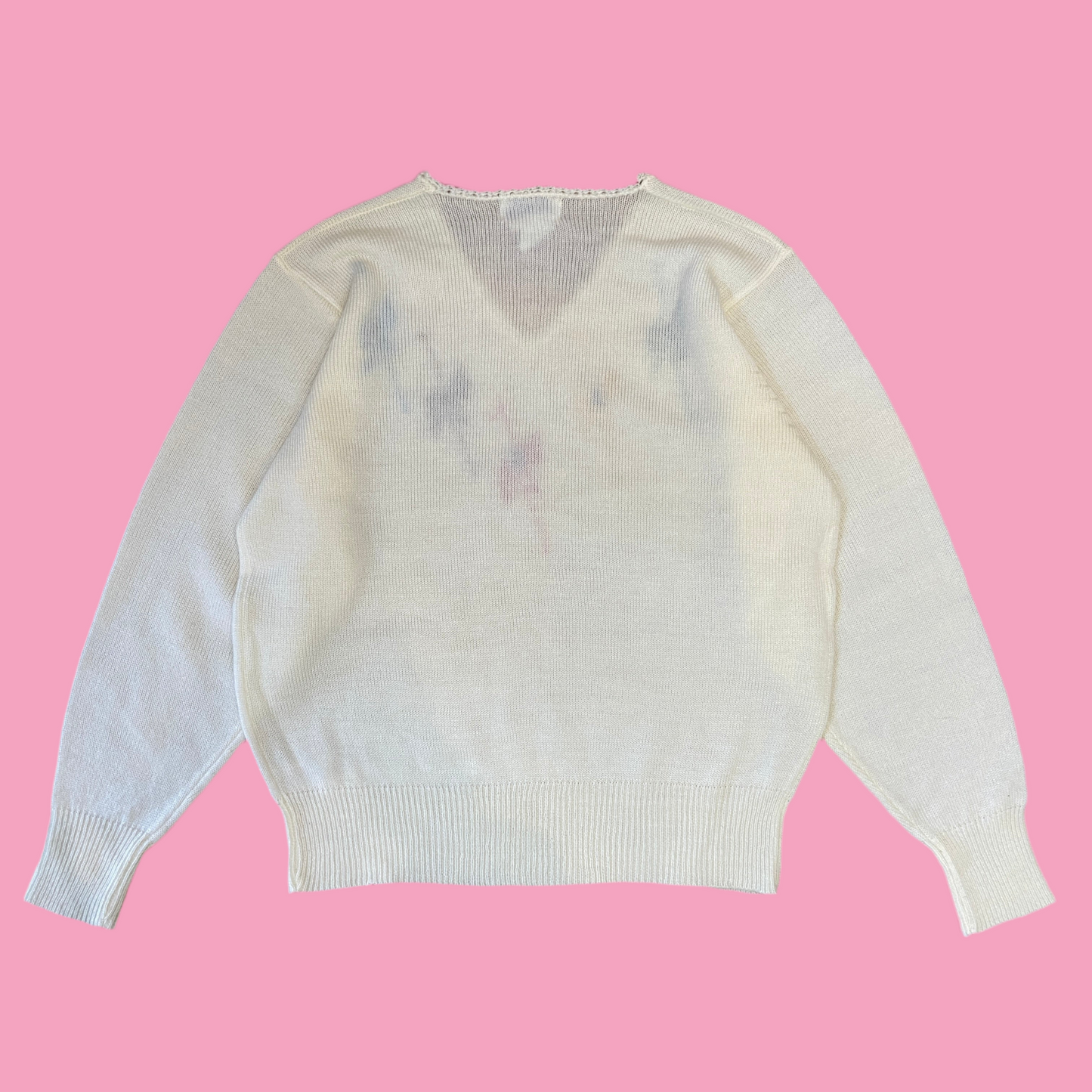 Rainbow Bows Hand Loomed Sweater (L)