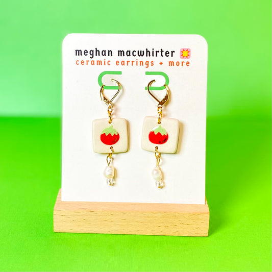 Tomato Tile Earrings