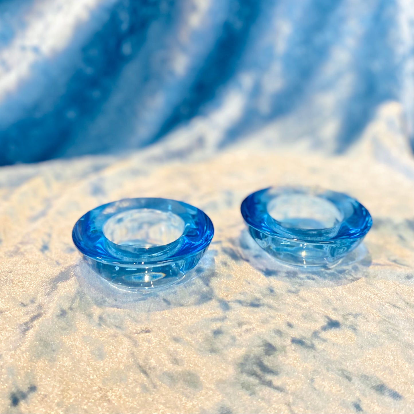 Blue Tea Light Holders - Set of Two