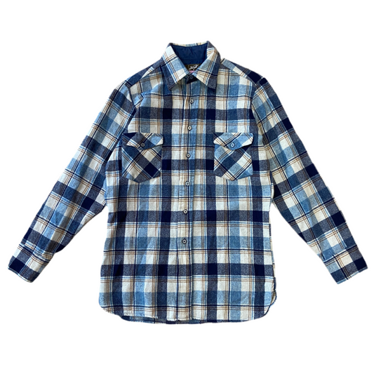 Wool Blend Blue Plaid Flannel (S)