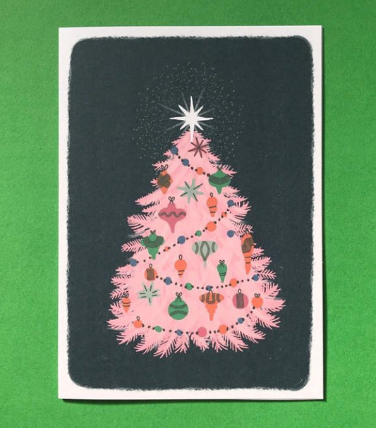 Pink Tree Holiday Greeting Card