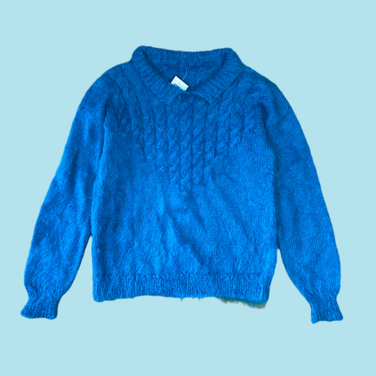 Turquoise Half-Mock Neck Mohair Sweater (L)