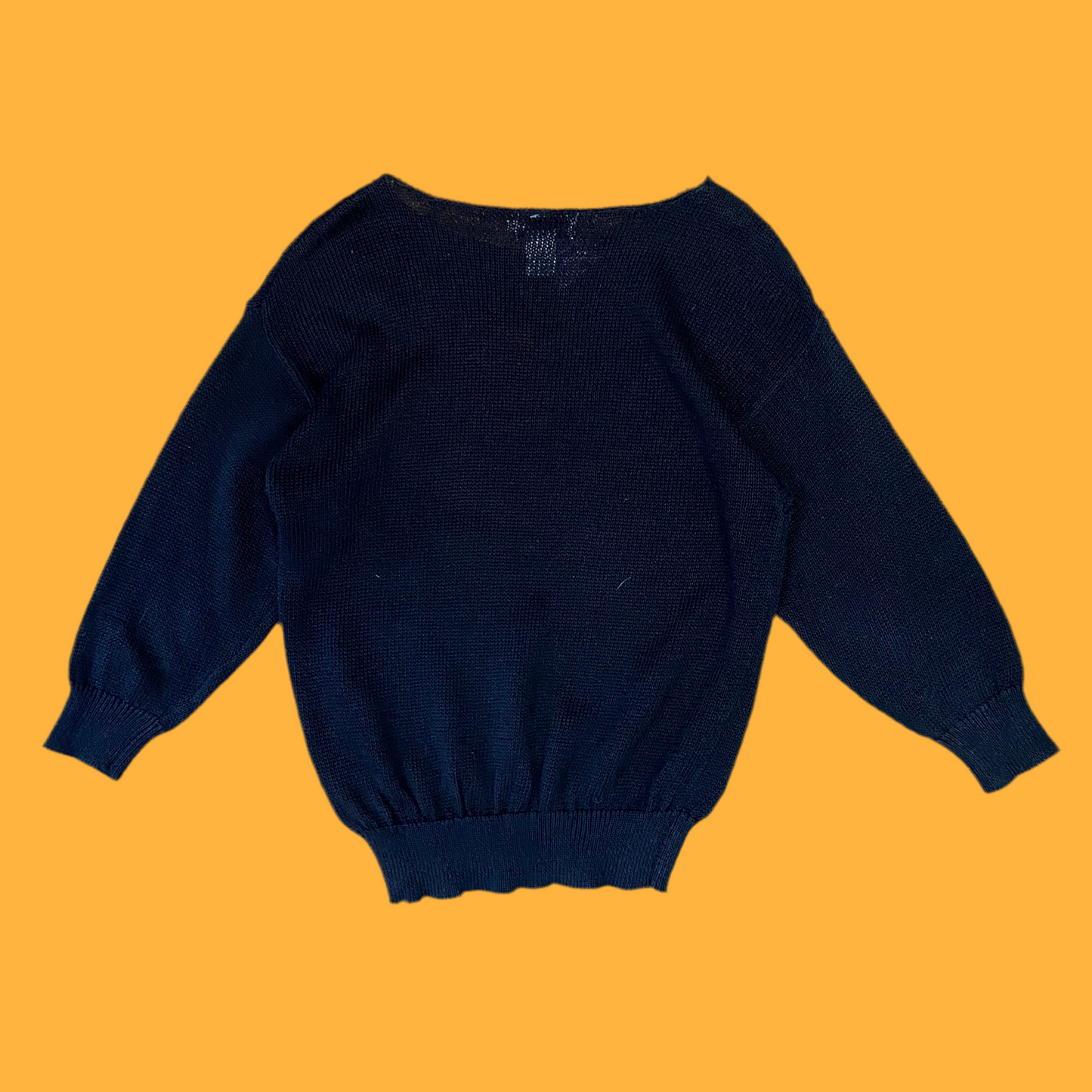 Bold Floral Light Knit Black Sweater (M-XL)