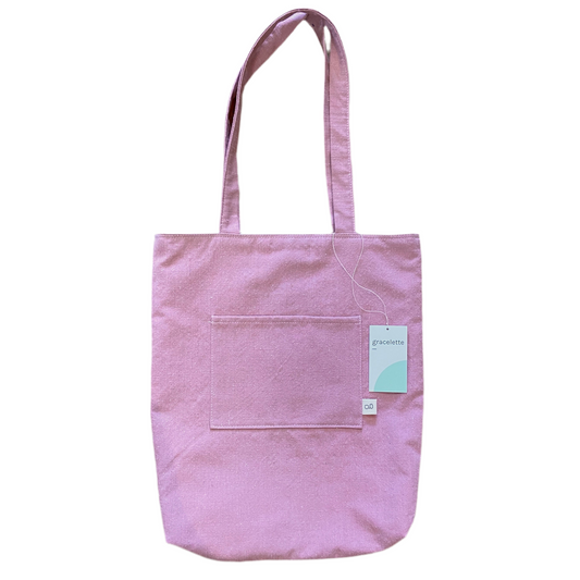 Dusty Rose Cotton Totebag by Gracelette Textiles