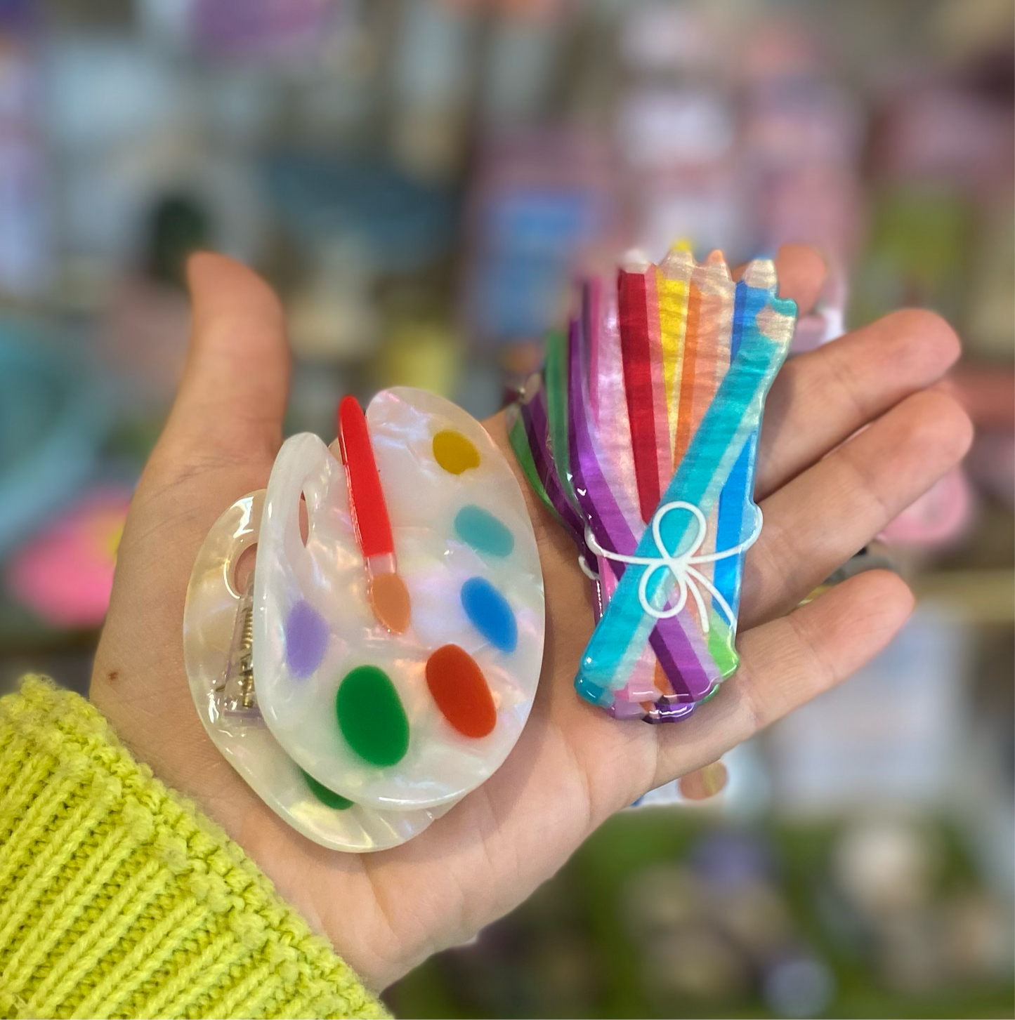 Artist Palette and Crayons Claw Clip