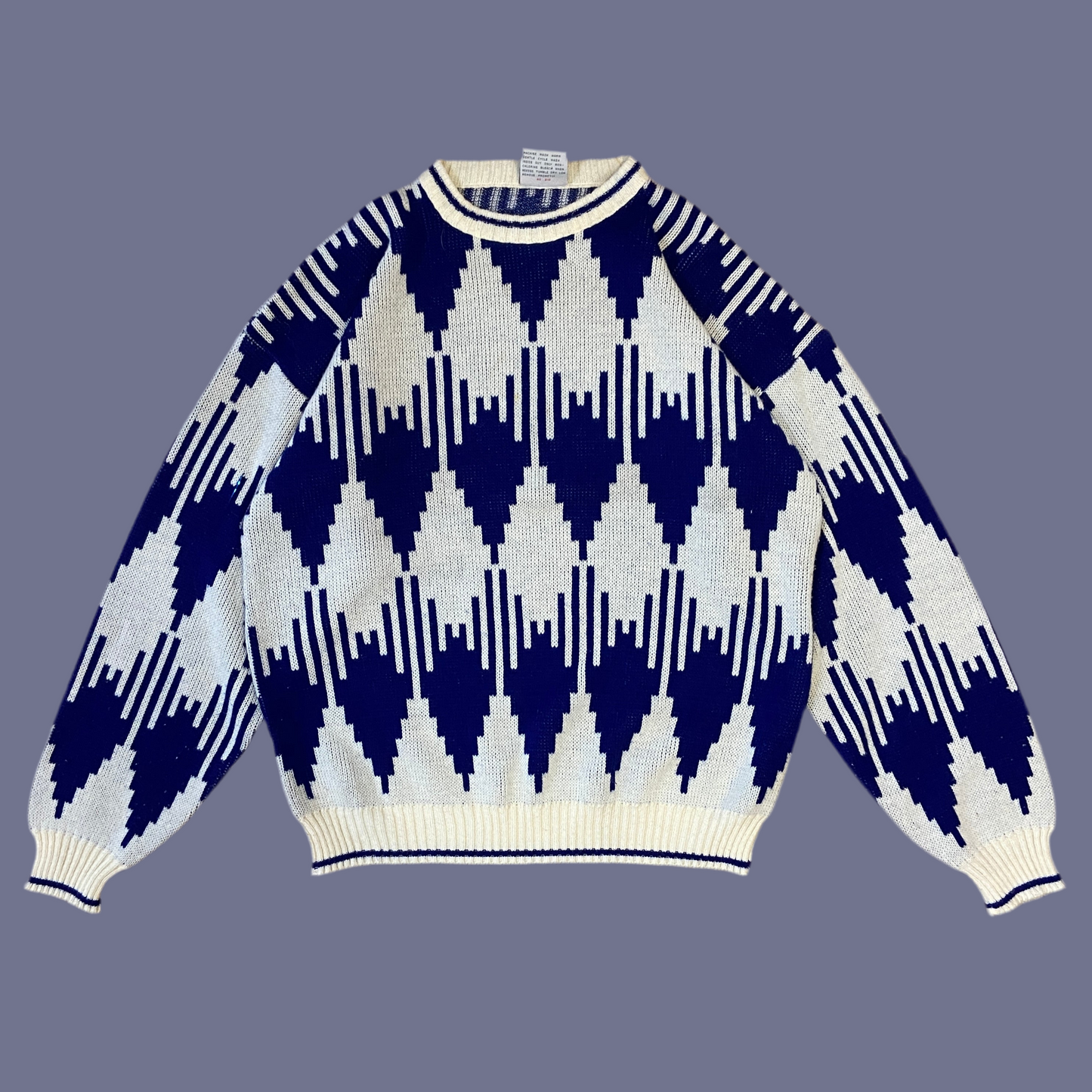Vintage Blue + White Sweater (XL)
