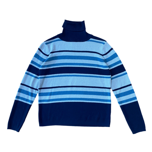 90s Blue Striped Turtle Neck (S)