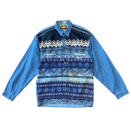 Winter Western Denim Snap Button-Up Longsleeve (L)