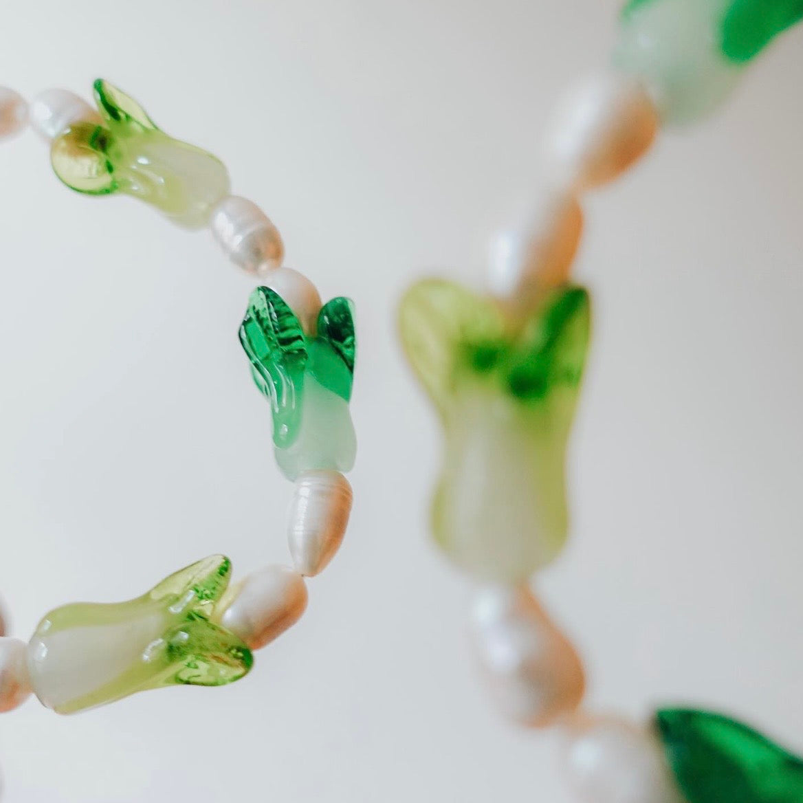 Bok Choy & Fresh Water Pearl Bracelet