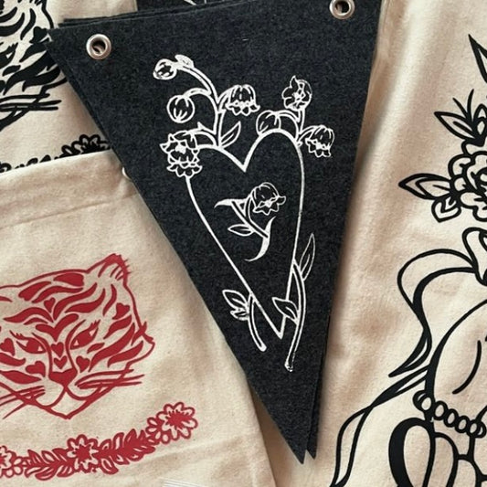 Take Care Felt Pennants - Lily Heart