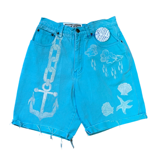 Printed Jeans Shorts