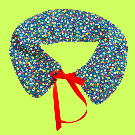 Floral + Navy Blue Detachable Collar