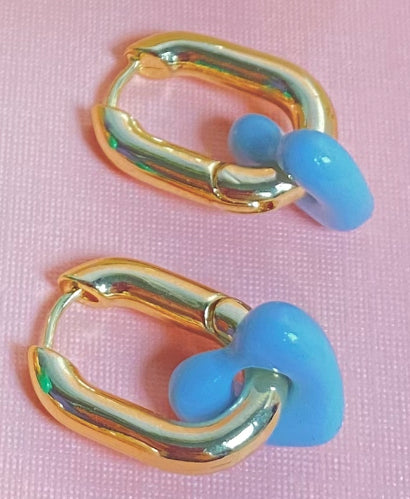 Mixed Feelings Heart Huggie Earrings