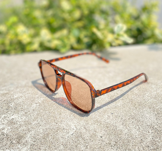 Tortoise Shell Retro Aviator Sunglasses