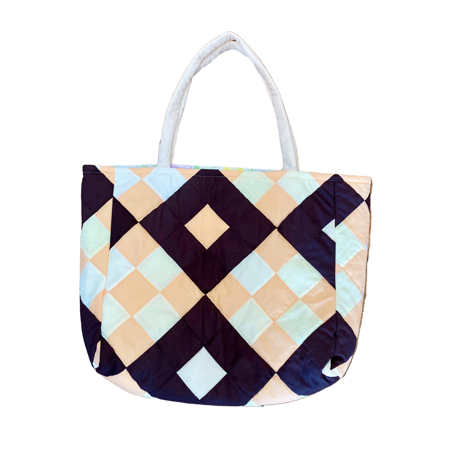 XL Brown and Peach Quilt Tote