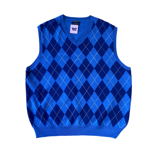 Blue Argyle Diamond Vest (XL)