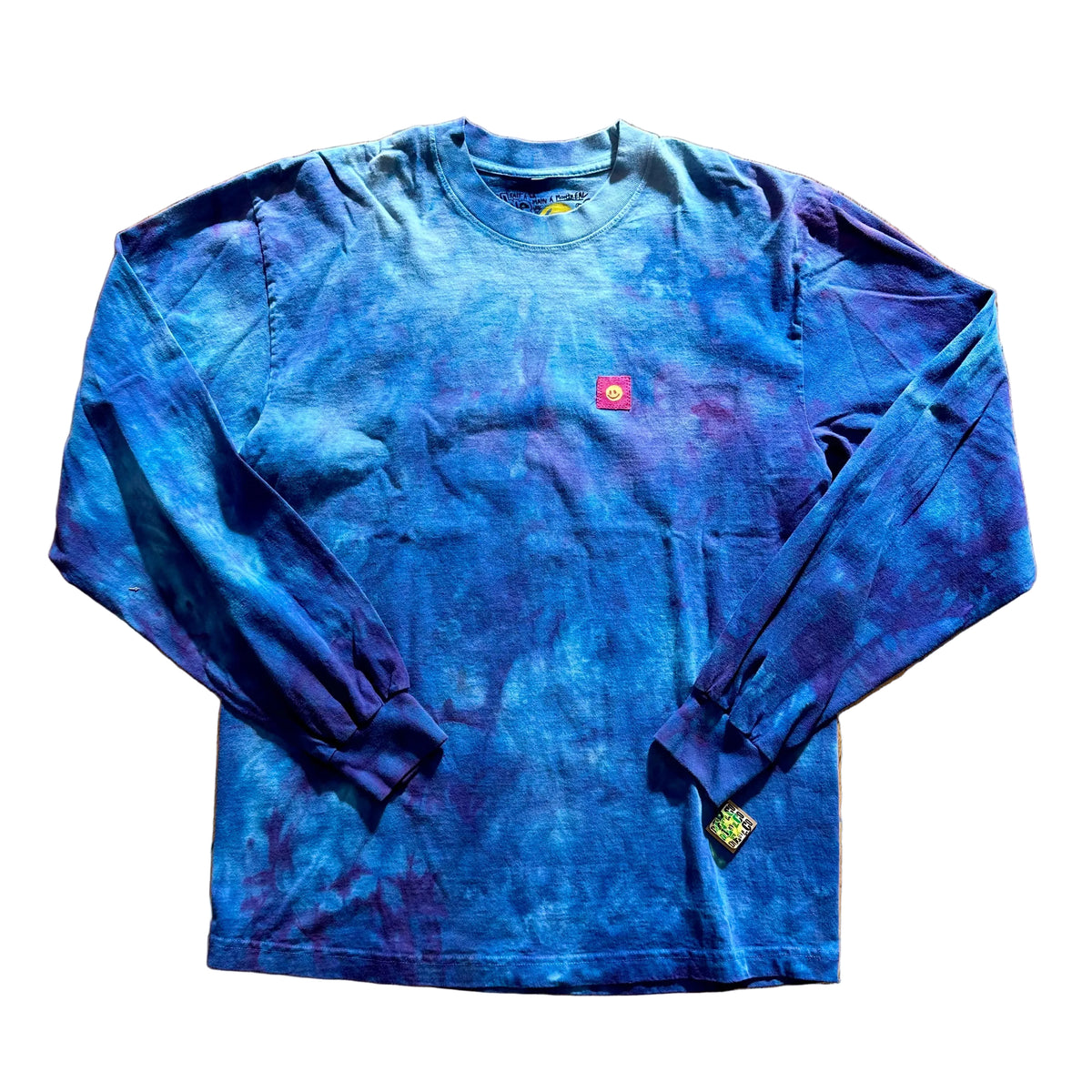 DieDye Mini Smiley Patch Tie-Dye Longsleeve - Dark Blue