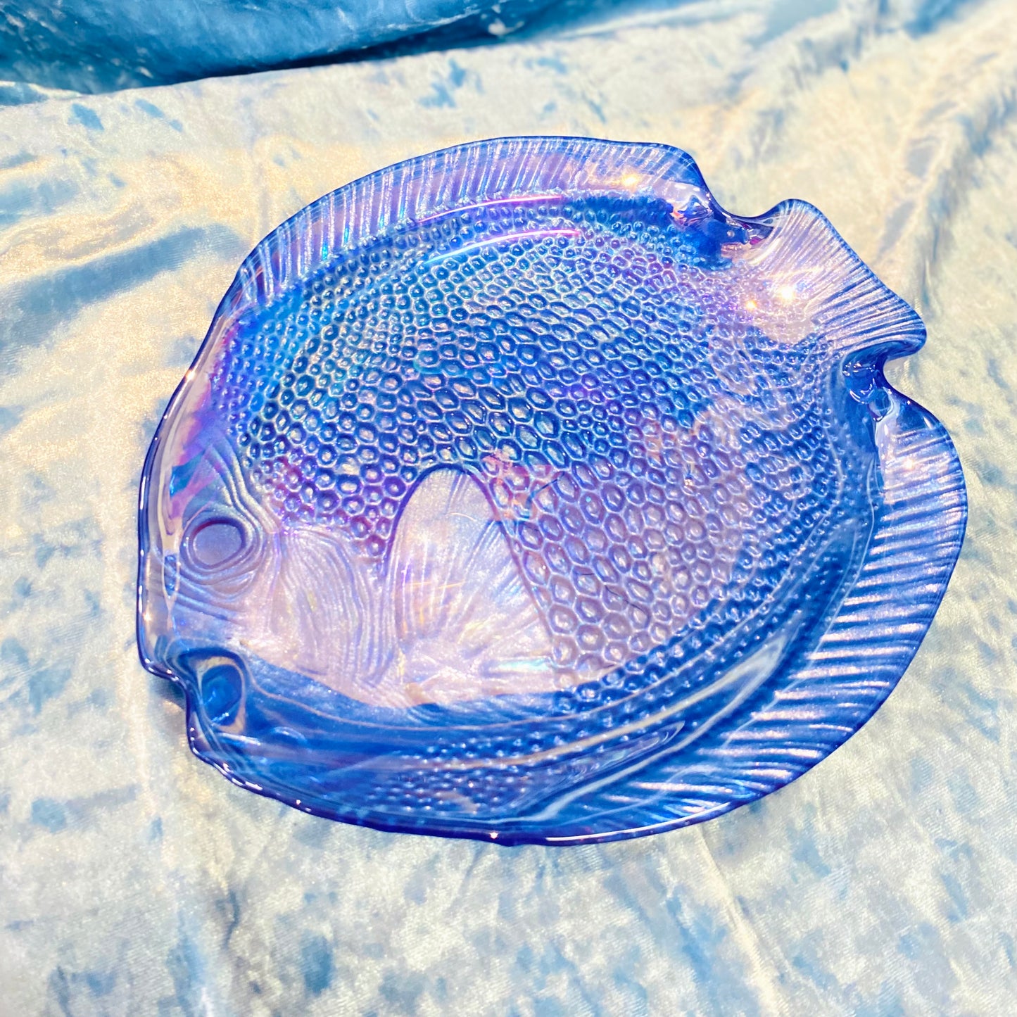 Iridescent Glass Fish Plates - Set of Two