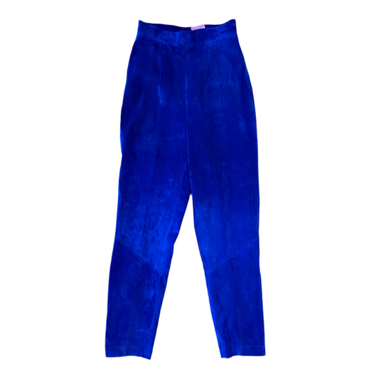 High-Waisted Blue Suede Danier Pants (S)