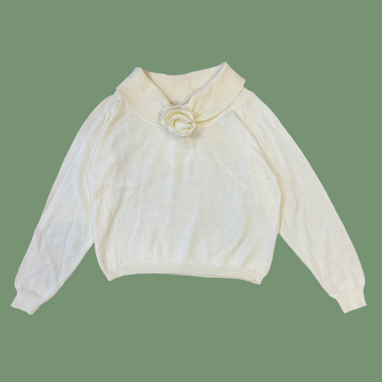 Rose Bud Cream V-Neck Sweater (L)