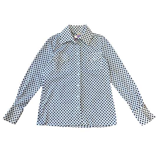 70s Navy Blue Polka Dot Top (M)