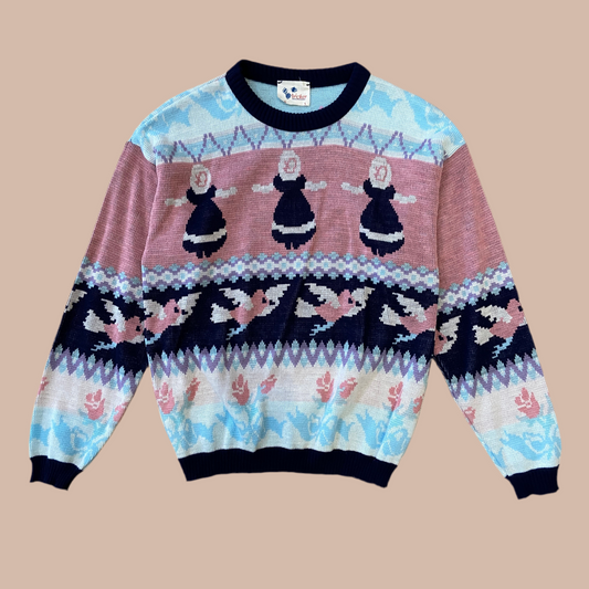 Birds, Flowers, Ladies Sweater (S)