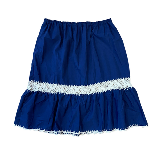 Vintage Plus Size Navy Blue Prairie Skirt (2XL)