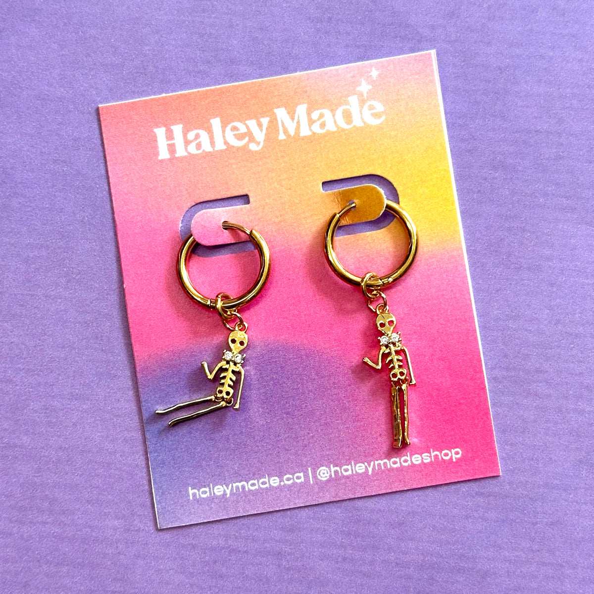 Gemstone Skeleton Earrings