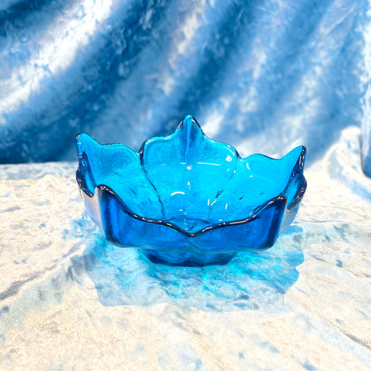 Vintage Epic Blue Viking Glass Lotus Bowl