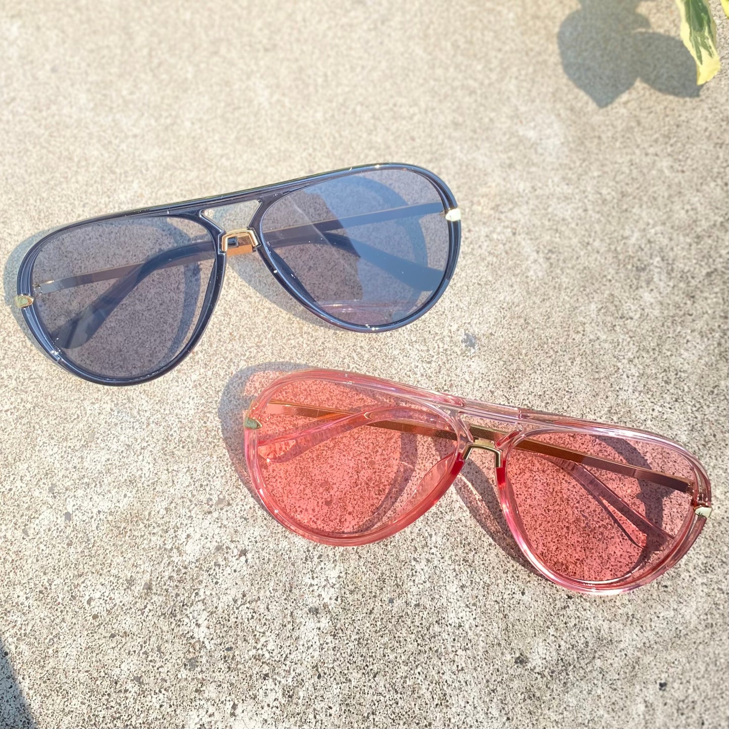 Retro Aviator Sunglasses in Black or Pink
