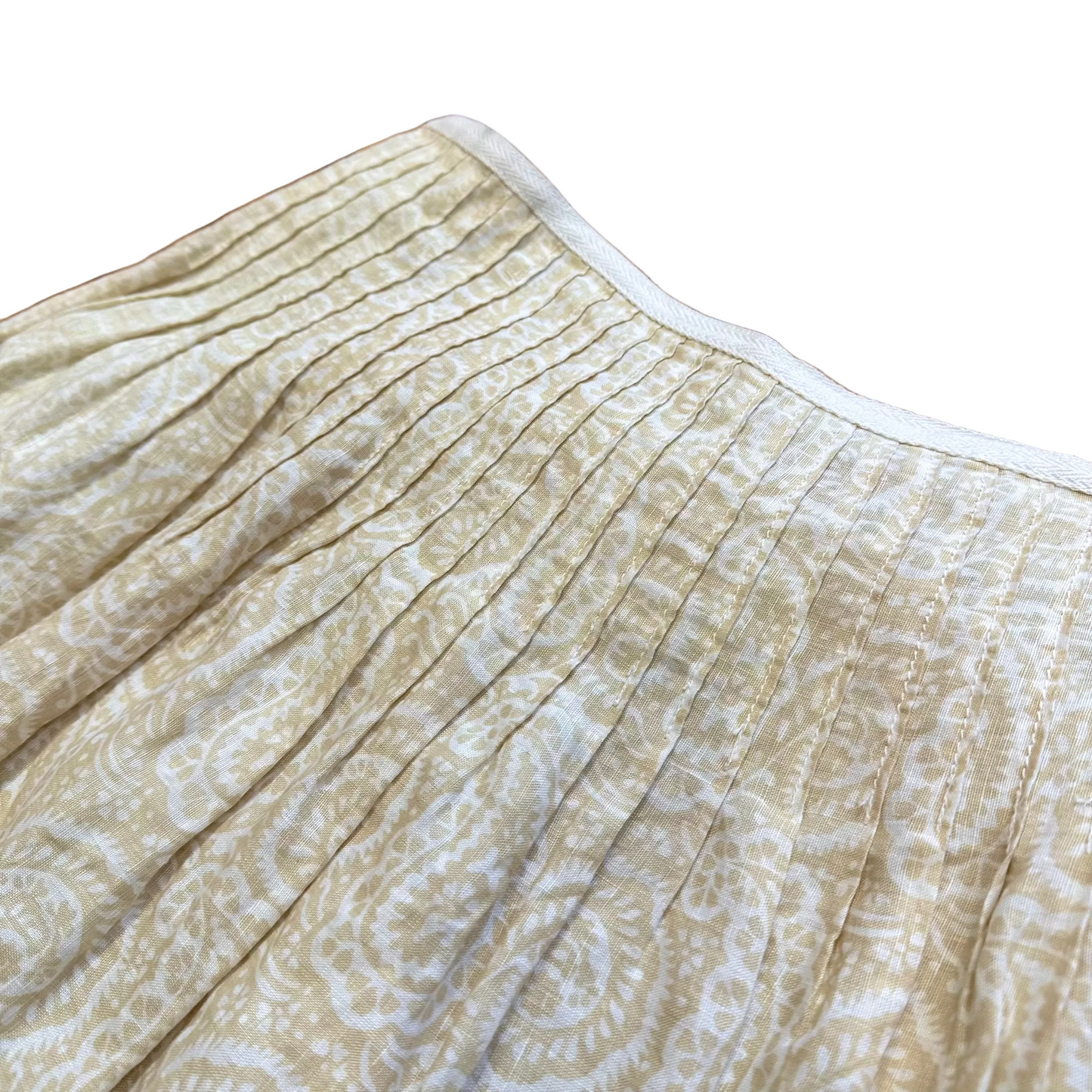 Y2K Paisley Linen Pleated Skirt - 2XL