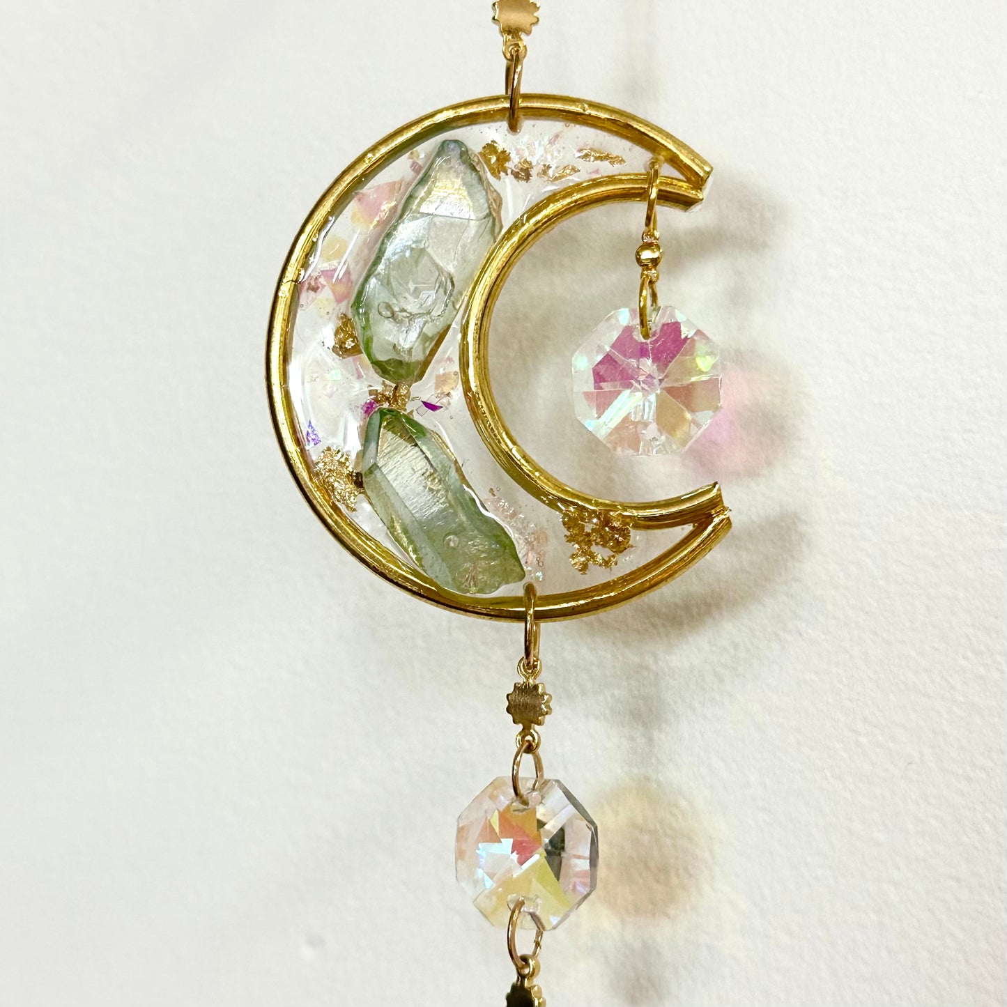 Crescent Moon Crystal Single Strand Suncatcher / Car Charm by Sankalpa Studio