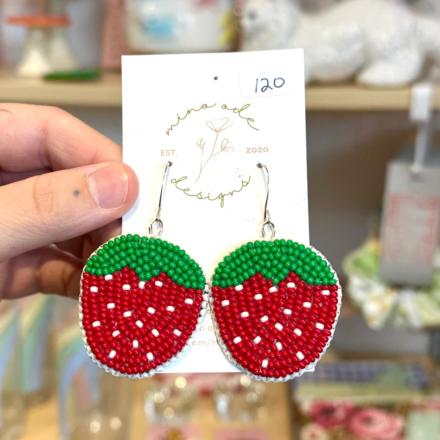 Beaded Strawberry Earrings
