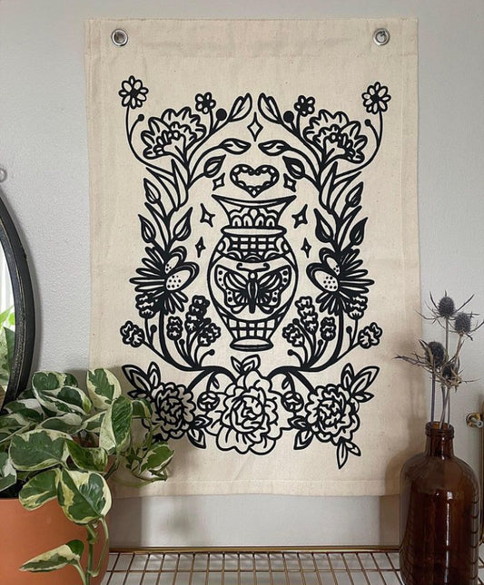 Take Care Medium Cotton Tapestries - Vase