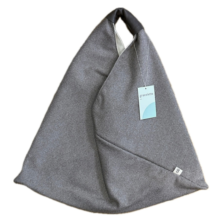 Light Brown Triangle Totebag by Gracelette Texiles