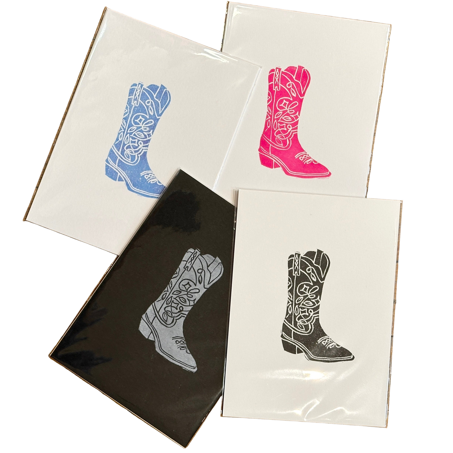 Cowboy Boot Lino Print By Jordyn Stewart