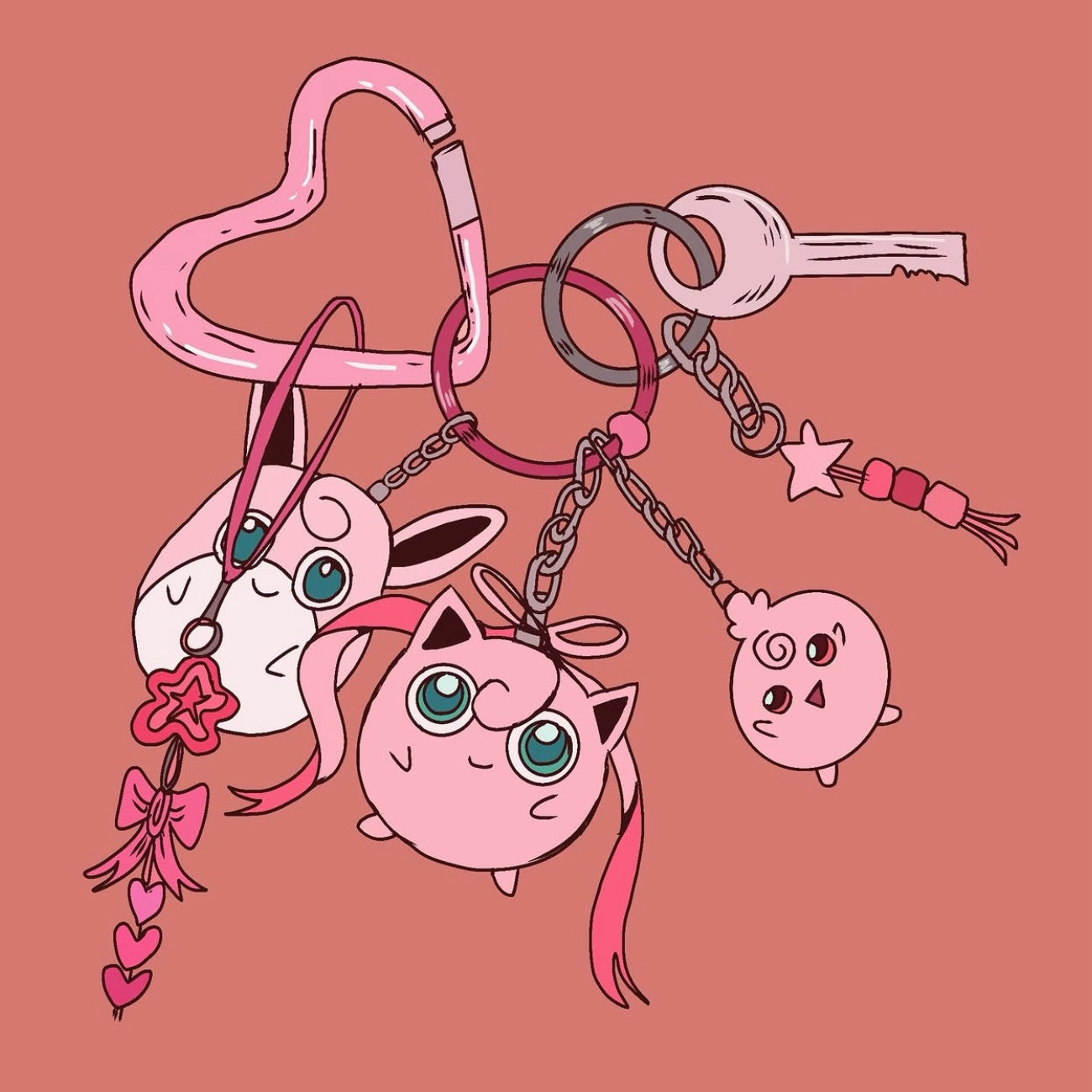 Jiggly Puff Evolution Keychain Print