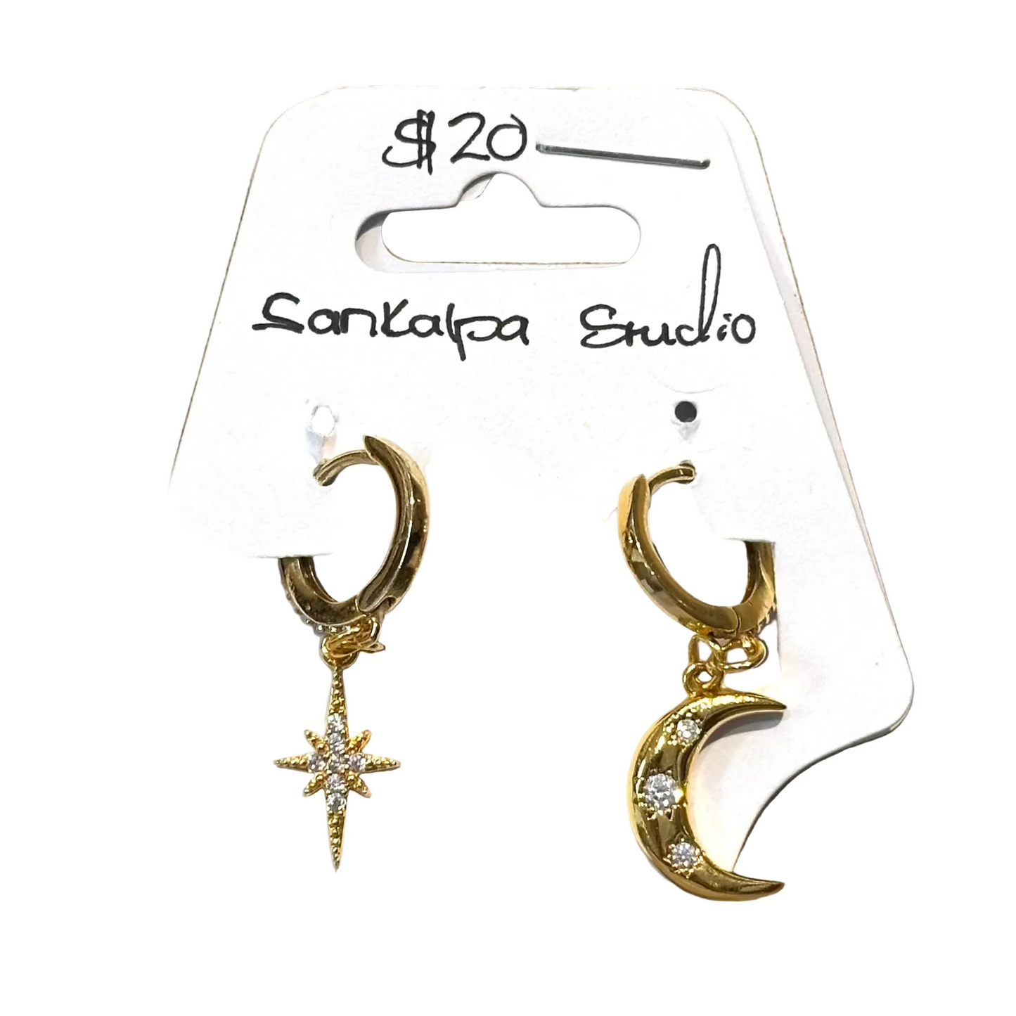 Star and Crescent Moon Earrings by Sankalpa Studio