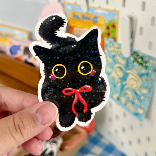Black Cat Holographic Sticker by Micah Lattes