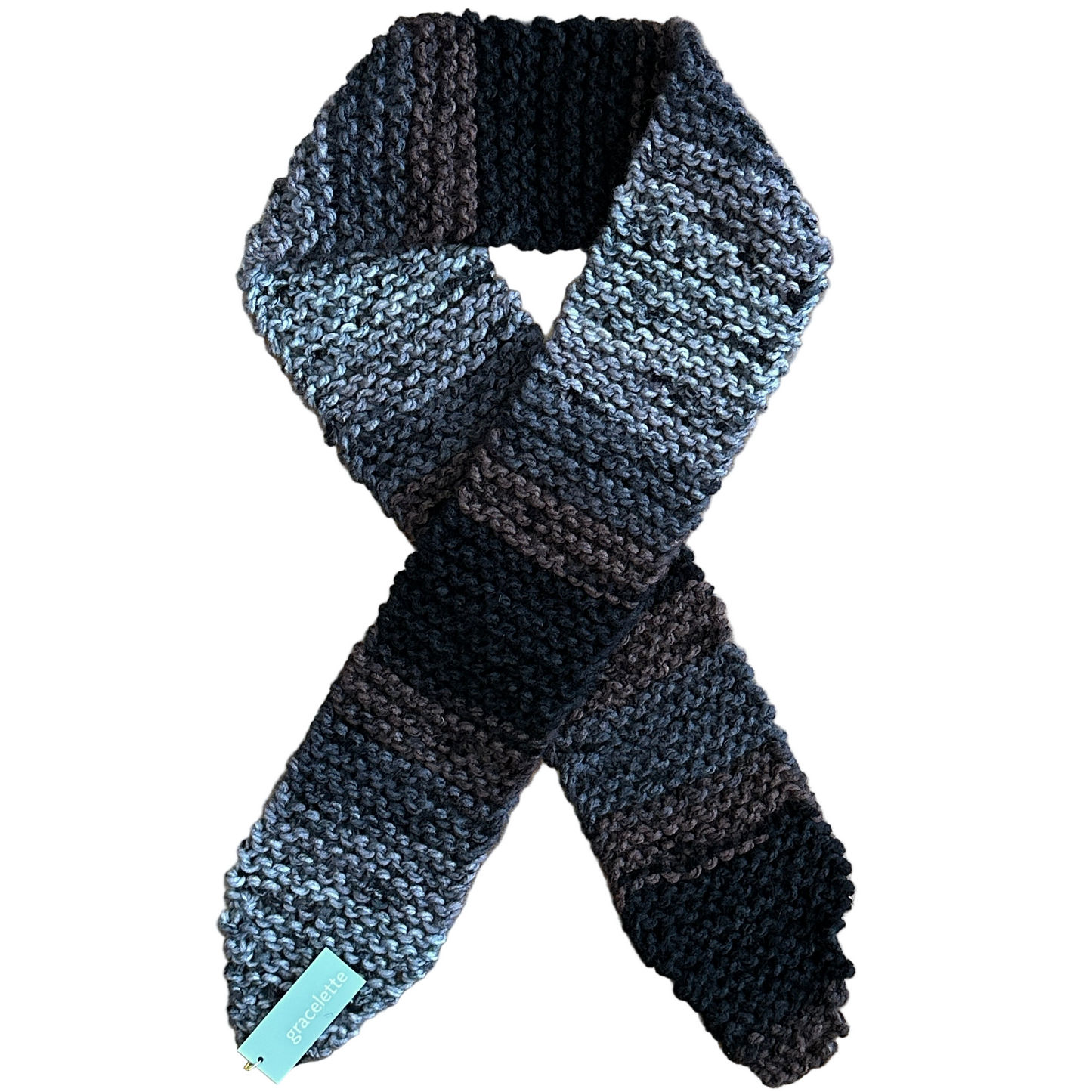 Earth Tone Knit Skinny Scarf by Gracelette Textiles