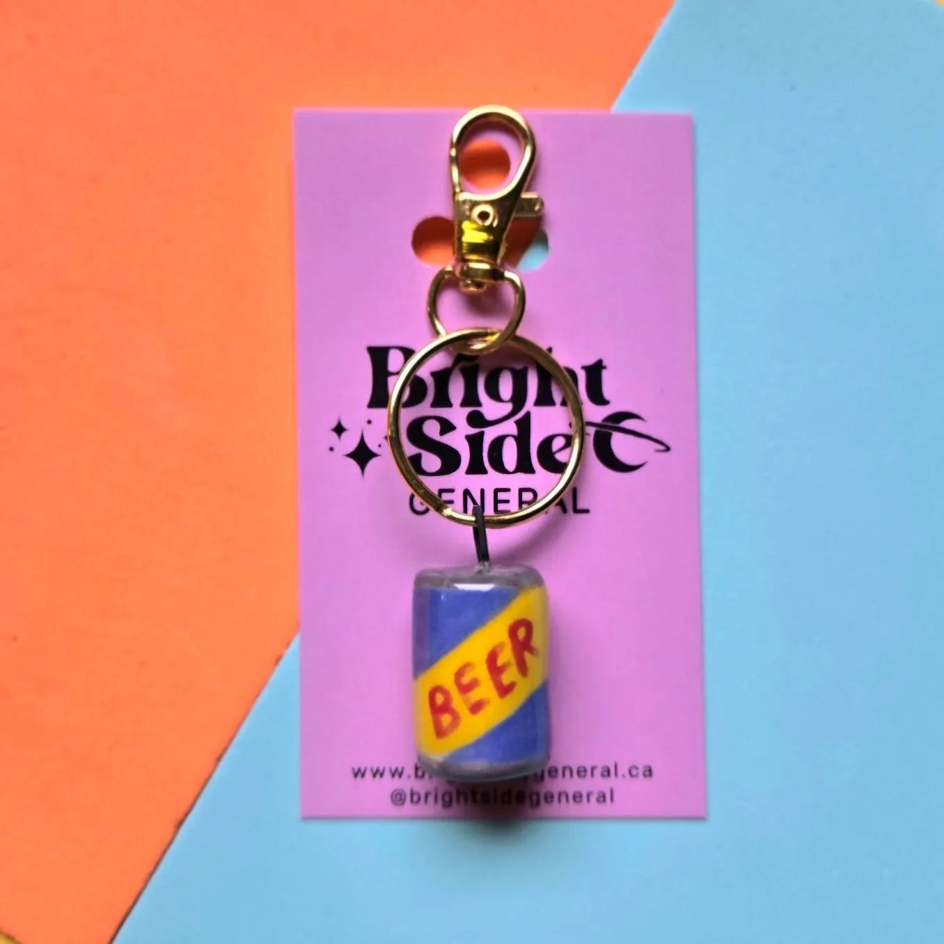 Bright Side General Ceramic Bag Charm - Beer Can