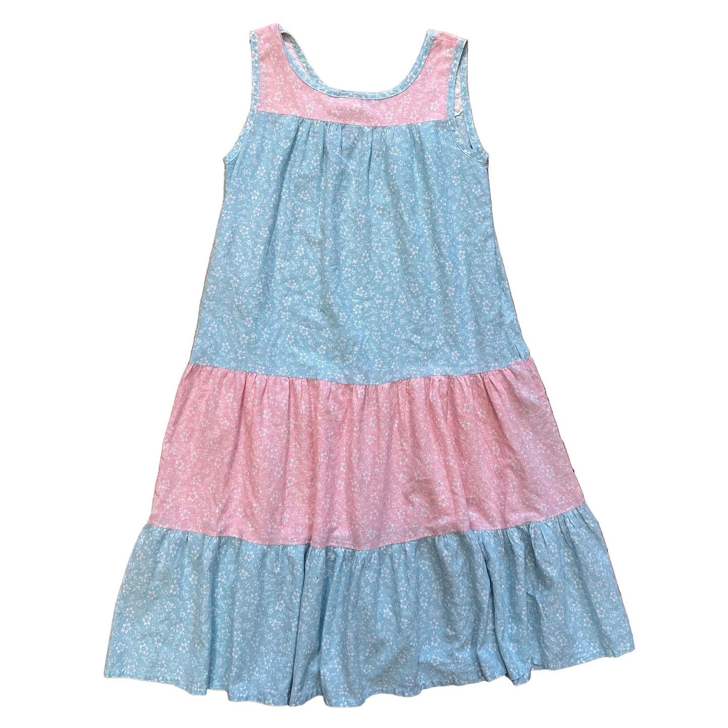 80s Pastel Tiered House Dress - M