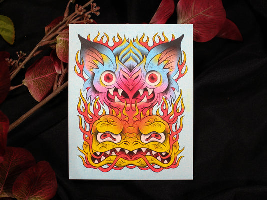 Toad & Bat Mini Print