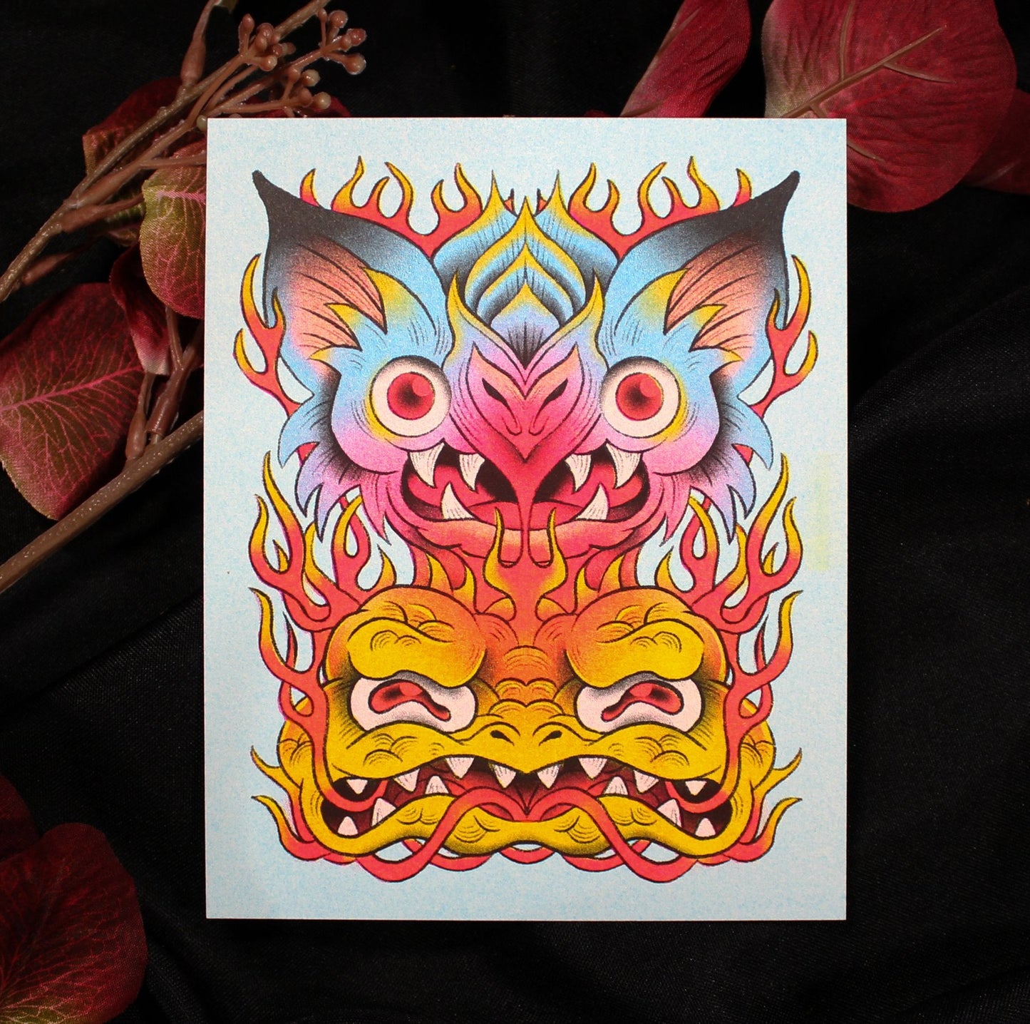 Toad & Bat Mini Print