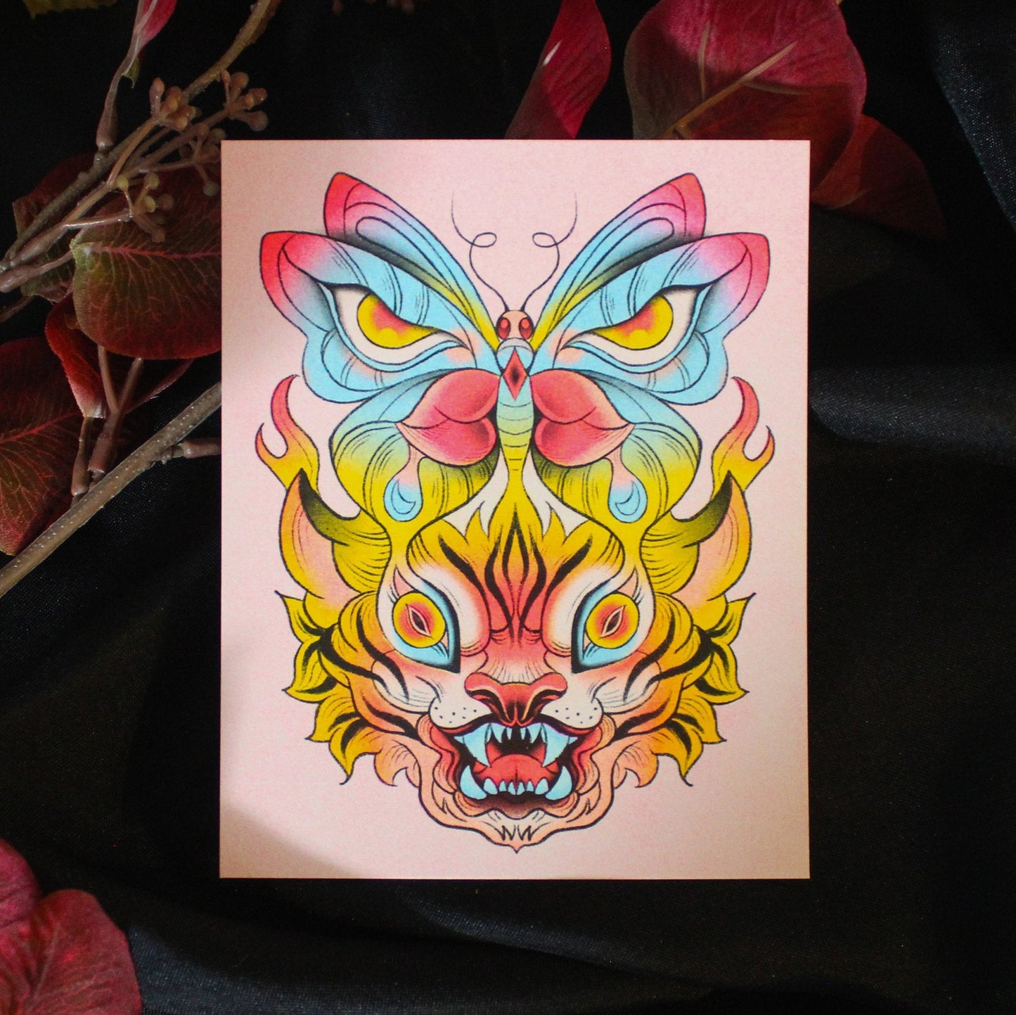 Tiger & Butterfly Mini Print
