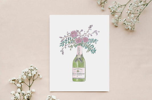 Champagne Bottle And Flowers Print